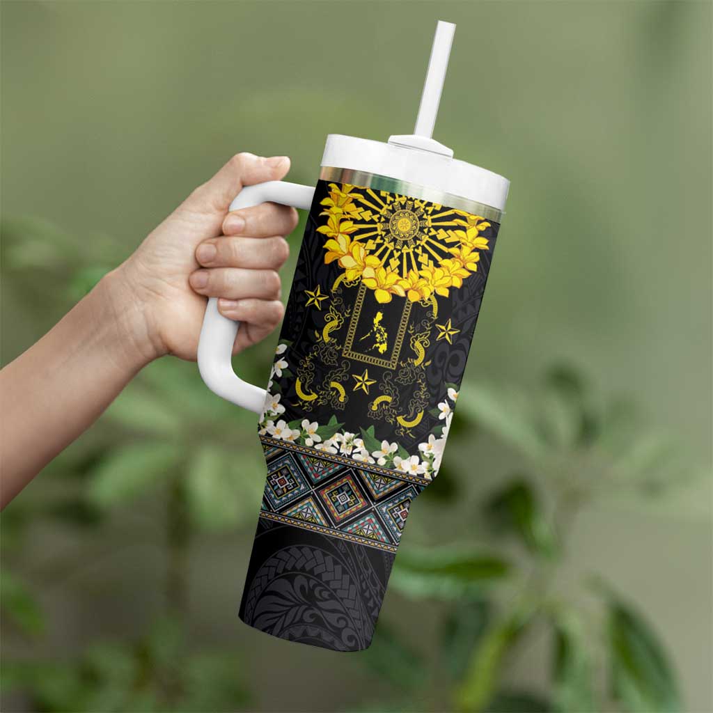 Flores de Mayo and Filipino Fiesta Tumbler With Handle The Sun-Jasmine and Polynesian Yakan Tattoo Barong Style LT03 - Polynesian Pride