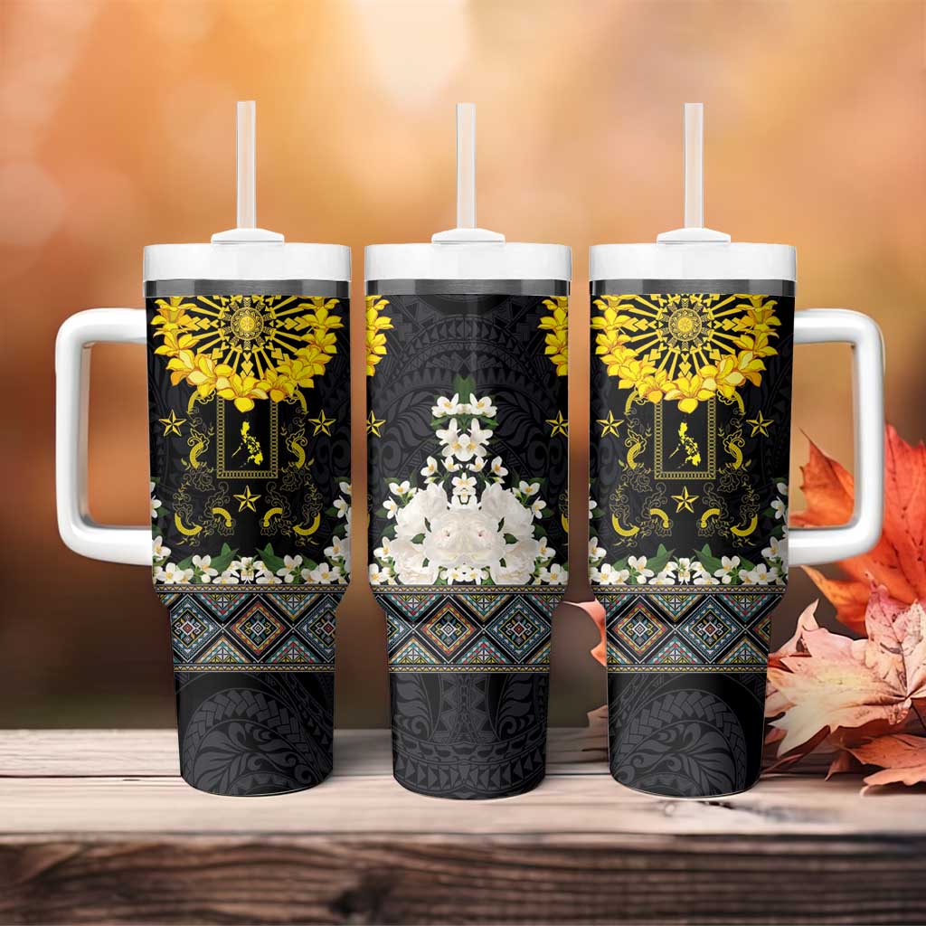 Flores de Mayo and Filipino Fiesta Tumbler With Handle The Sun-Jasmine and Polynesian Yakan Tattoo Barong Style LT03 - Polynesian Pride