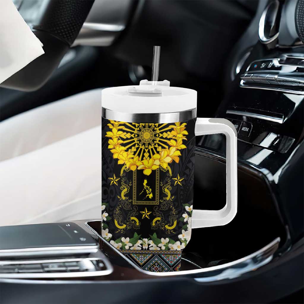 Flores de Mayo and Filipino Fiesta Tumbler With Handle The Sun-Jasmine and Polynesian Yakan Tattoo Barong Style LT03 - Polynesian Pride