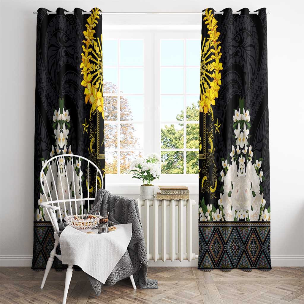 Flores de Mayo and Filipino Fiesta Window Curtain The Sun-Jasmine and Polynesian Yakan Tattoo Barong Style LT03 - Polynesian Pride