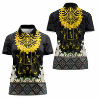 Flores de Mayo and Filipino Fiesta Women Polo Shirt The Sun-Jasmine and Polynesian Yakan Tattoo Barong Style LT03 - Polynesian Pride