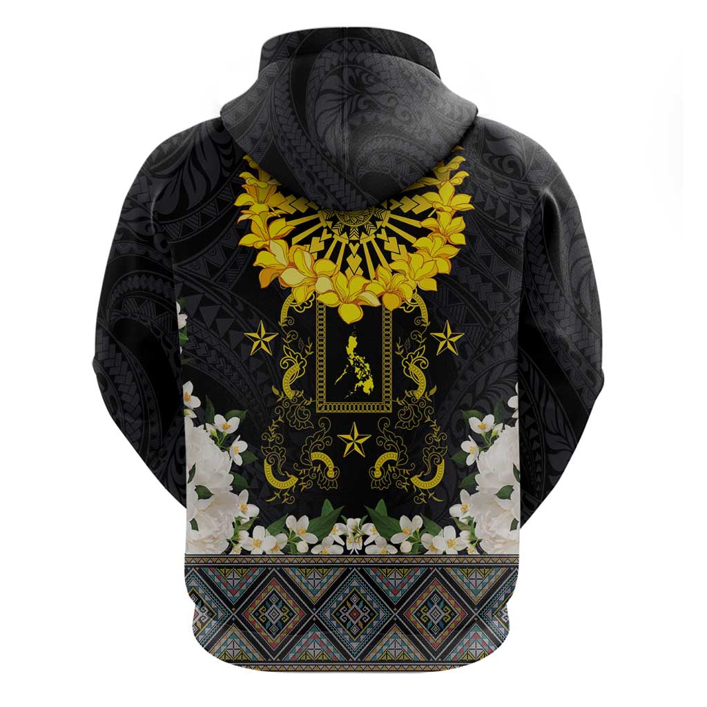 Flores de Mayo and Filipino Fiesta Zip Hoodie The Sun-Jasmine and Polynesian Yakan Tattoo Barong Style LT03 - Polynesian Pride