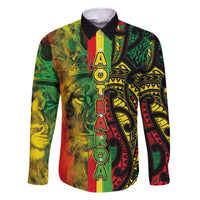 Aotearoa Reggae Family Matching Long Sleeve Bodycon Dress and Hawaiian Shirt Maori Reggae-One Love LT03 Dad's Shirt - Long Sleeve Reggae - Polynesian Pride