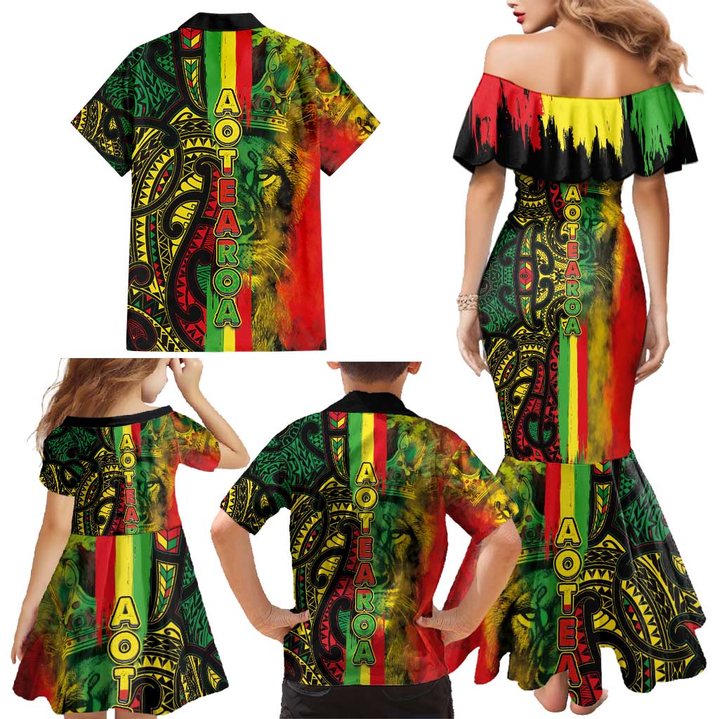 Aotearoa Reggae Family Matching Mermaid Dress and Hawaiian Shirt Maori Reggae-One Love LT03 - Polynesian Pride