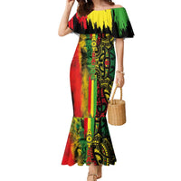 Aotearoa Reggae Family Matching Mermaid Dress and Hawaiian Shirt Maori Reggae-One Love LT03 Mom's Dress Reggae - Polynesian Pride