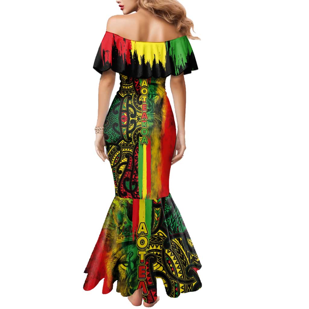 Aotearoa Reggae Family Matching Mermaid Dress and Hawaiian Shirt Maori Reggae-One Love LT03 - Polynesian Pride