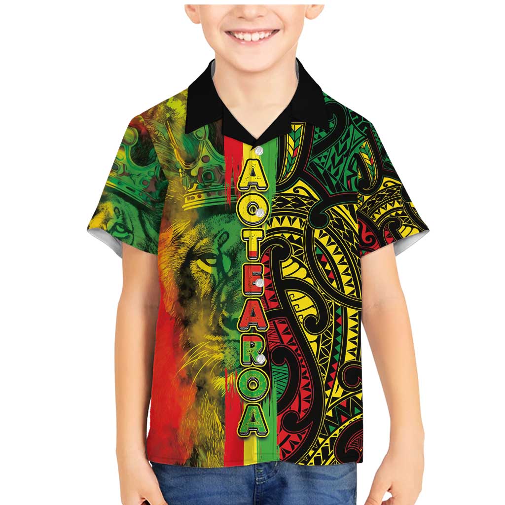 Aotearoa Reggae Family Matching Mermaid Dress and Hawaiian Shirt Maori Reggae-One Love LT03 Son's Shirt Reggae - Polynesian Pride