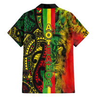 Aotearoa Reggae Family Matching Off The Shoulder Long Sleeve Dress and Hawaiian Shirt Maori Reggae-One Love LT03 - Polynesian Pride