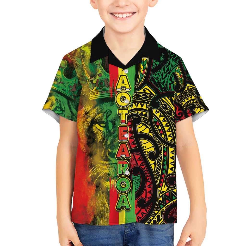 Aotearoa Reggae Family Matching Tank Maxi Dress and Hawaiian Shirt Maori Reggae-One Love LT03 Son's Shirt Reggae - Polynesian Pride
