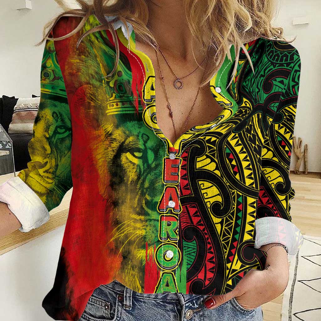 Aotearoa Reggae Women Casual Shirt Maori Reggae-One Love LT03 Female Reggae - Polynesian Pride
