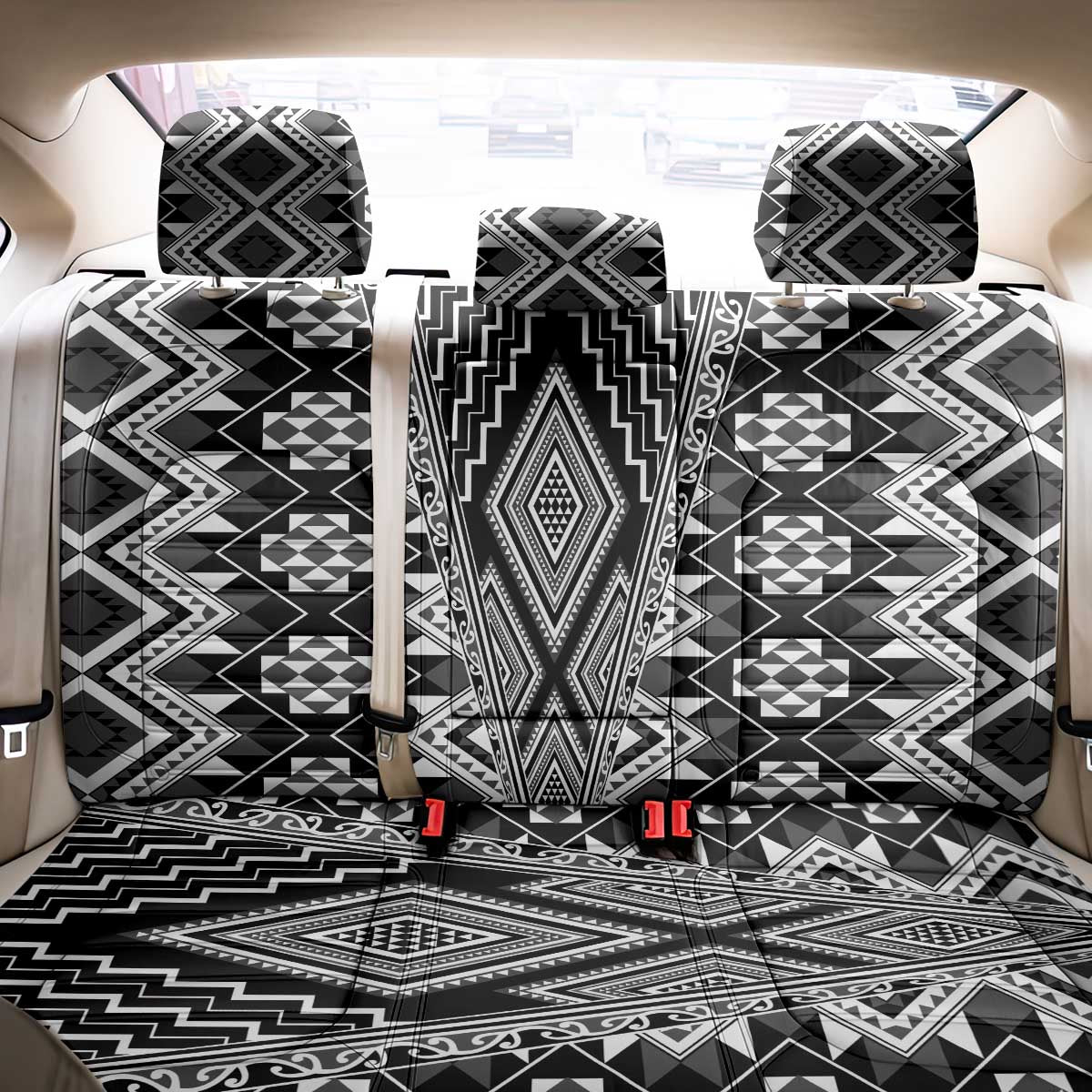 Aotearoa Tukutuku and Poutama Motif Classic Back Car Seat Cover LT03 - Polynesian Pride