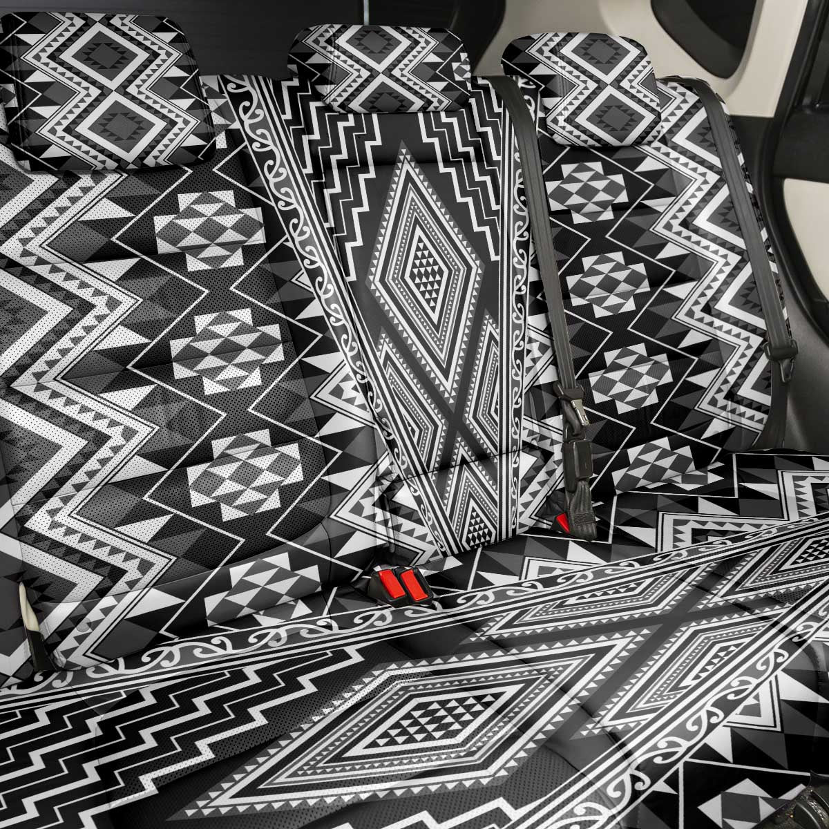 Aotearoa Tukutuku and Poutama Motif Classic Back Car Seat Cover LT03 - Polynesian Pride