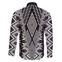 Aotearoa Tukutuku and Poutama Motif Classic Family Matching Off The Shoulder Long Sleeve Dress and Hawaiian Shirt LT03 - Polynesian Pride