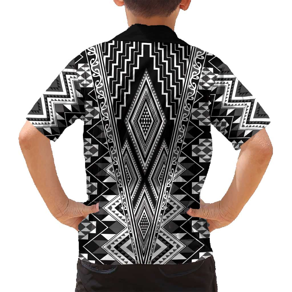 Aotearoa Tukutuku and Poutama Motif Classic Family Matching Off Shoulder Maxi Dress and Hawaiian Shirt LT03 - Polynesian Pride