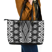 Aotearoa Tukutuku and Poutama Motif Classic Leather Tote Bag