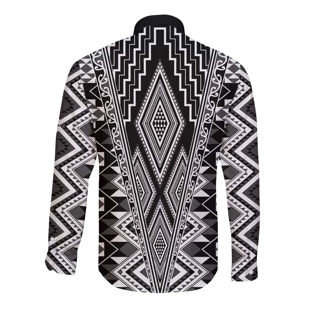Aotearoa Tukutuku and Poutama Motif Classic Long Sleeve Button Shirt