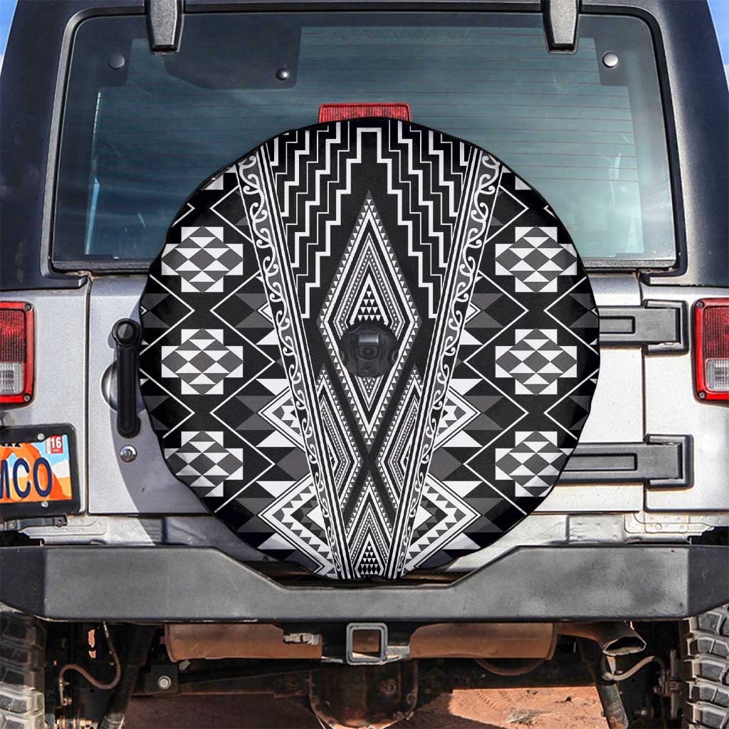 Aotearoa Tukutuku and Poutama Motif Classic Spare Tire Cover LT03 Gray - Polynesian Pride