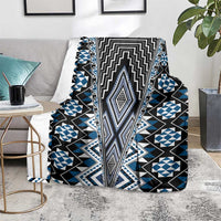 Blue Aotearoa Tukutuku and Poutama Motif Blanket