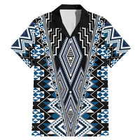 Blue Aotearoa Tukutuku and Poutama Motif Family Matching Mermaid Dress and Hawaiian Shirt LT03 Dad's Shirt - Short Sleeve Blue - Polynesian Pride