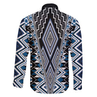 Blue Aotearoa Tukutuku and Poutama Motif Family Matching Mermaid Dress and Hawaiian Shirt LT03 - Polynesian Pride