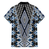 Blue Aotearoa Tukutuku and Poutama Motif Family Matching Tank Maxi Dress and Hawaiian Shirt LT03 - Polynesian Pride
