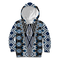 Blue Aotearoa Tukutuku and Poutama Motif Kid Hoodie LT03 Hoodie Blue - Polynesian Pride