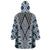 Blue Aotearoa Tukutuku and Poutama Motif Wearable Blanket Hoodie
