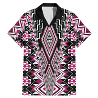 Pink Aotearoa Tukutuku and Poutama Motif Family Matching Mermaid Dress and Hawaiian Shirt LT03 Dad's Shirt - Short Sleeve Pink - Polynesian Pride