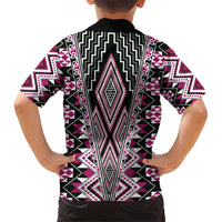 Pink Aotearoa Tukutuku and Poutama Motif Hawaiian Shirt