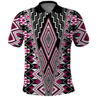Pink Aotearoa Tukutuku and Poutama Motif Polo Shirt LT03 Pink - Polynesian Pride