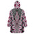 Pink Aotearoa Tukutuku and Poutama Motif Wearable Blanket Hoodie