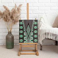Green Aotearoa Tukutuku and Poutama Motif Canvas Wall Art LT03 - Polynesian Pride