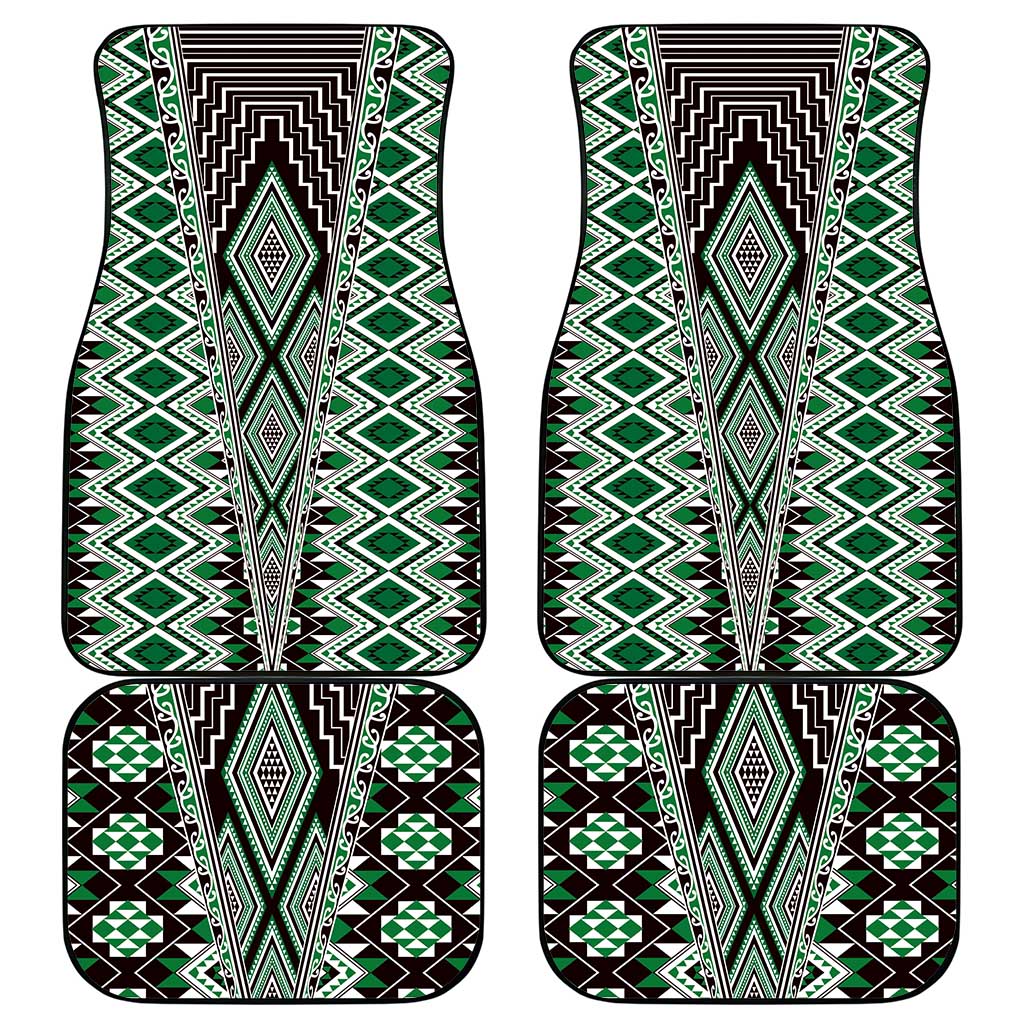 Green Aotearoa Tukutuku and Poutama Motif Car Mats LT03 - Polynesian Pride