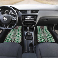 Green Aotearoa Tukutuku and Poutama Motif Car Mats LT03 Set 2pcs - Front Green - Polynesian Pride