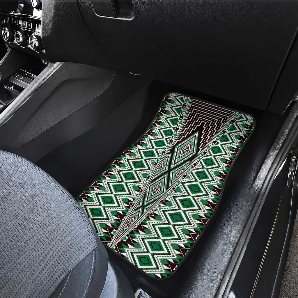 Green Aotearoa Tukutuku and Poutama Motif Car Mats LT03 - Polynesian Pride