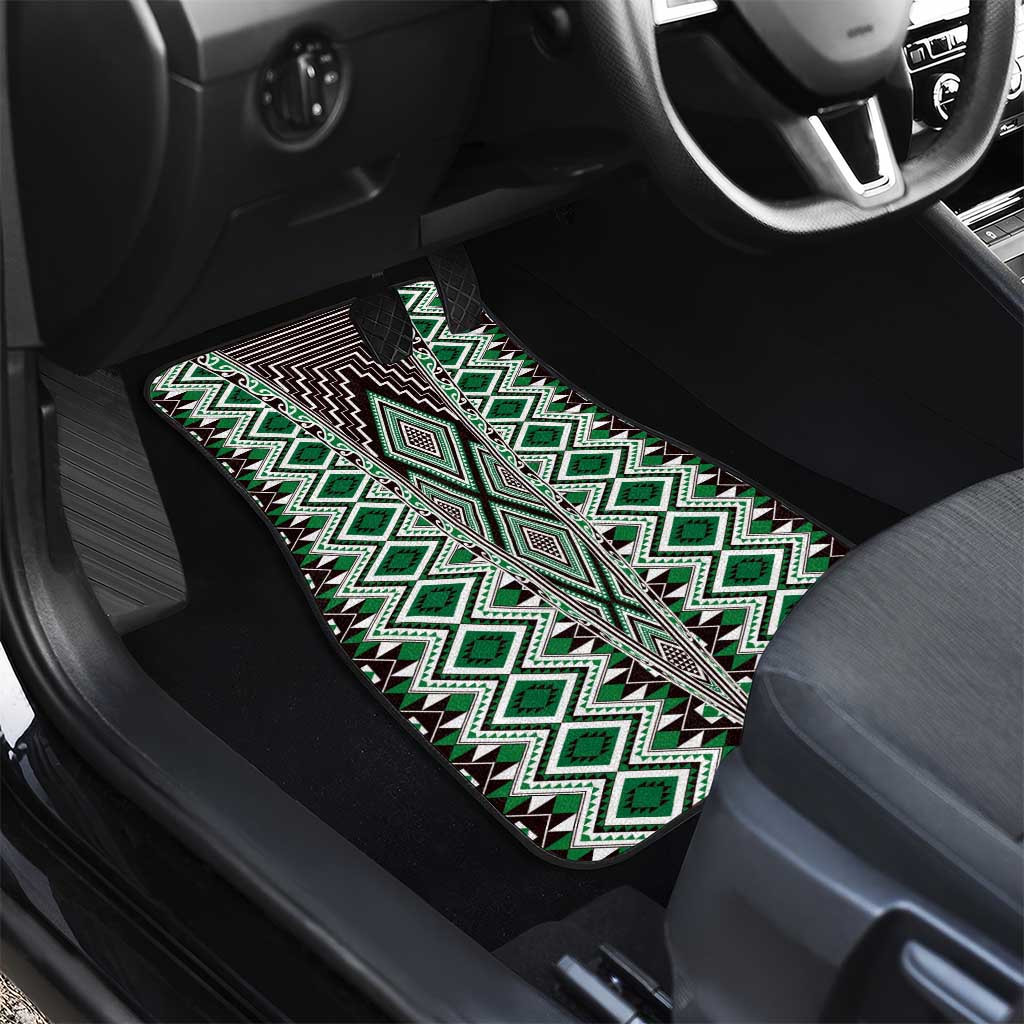 Green Aotearoa Tukutuku and Poutama Motif Car Mats LT03 - Polynesian Pride