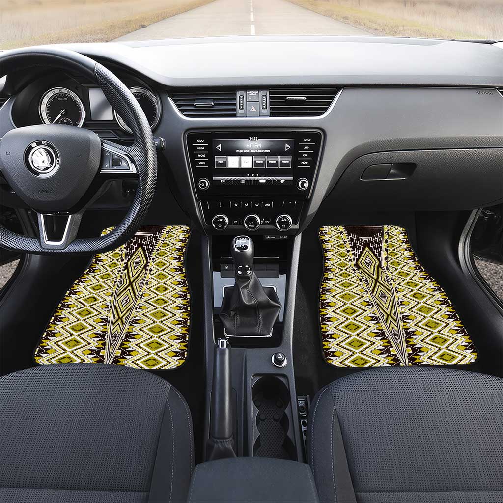 Yellow Aotearoa Tukutuku and Poutama Motif Car Mats