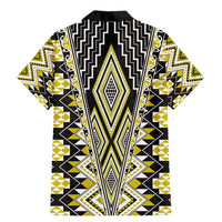Yellow Aotearoa Tukutuku and Poutama Motif Family Matching Mermaid Dress and Hawaiian Shirt LT03 - Polynesian Pride
