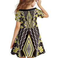 Yellow Aotearoa Tukutuku and Poutama Motif Family Matching Summer Maxi Dress and Hawaiian Shirt LT03 - Polynesian Pride