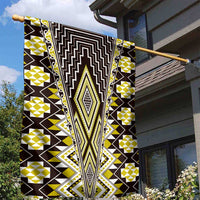 Yellow Aotearoa Tukutuku and Poutama Motif Garden Flag LT03 - Polynesian Pride