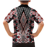 Red Aotearoa Tukutuku and Poutama Motif Family Matching Mermaid Dress and Hawaiian Shirt LT03 - Polynesian Pride