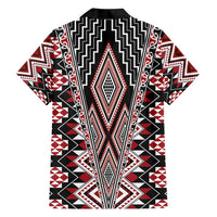 Red Aotearoa Tukutuku and Poutama Motif Family Matching Short Sleeve Bodycon Dress and Hawaiian Shirt LT03 - Polynesian Pride