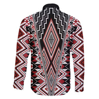 Red Aotearoa Tukutuku and Poutama Motif Family Matching Summer Maxi Dress and Hawaiian Shirt LT03 - Polynesian Pride