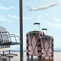 Red Aotearoa Tukutuku and Poutama Motif Luggage Cover