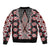 Red Aotearoa Tukutuku and Poutama Motif Sleeve Zip Bomber Jacket