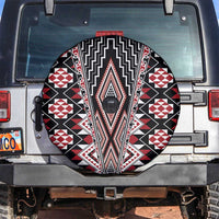 Red Aotearoa Tukutuku and Poutama Motif Spare Tire Cover LT03 Red - Polynesian Pride
