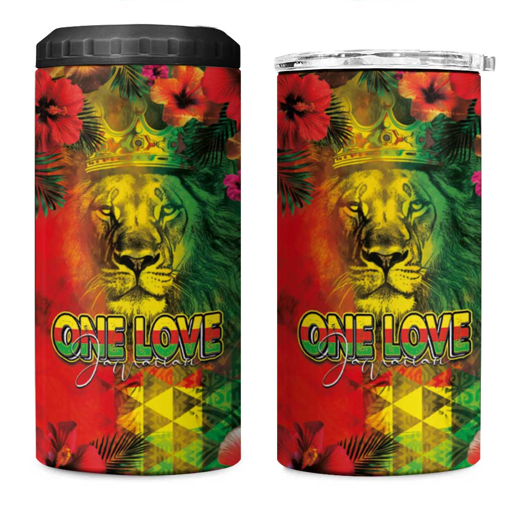 Hawaiian Reggae 4 in 1 Can Cooler Tumbler Tropical Plants and Tribal Kakau Tattoo-One Love Jawaiian LT03 One Size: 16 oz Reggae - Polynesian Pride