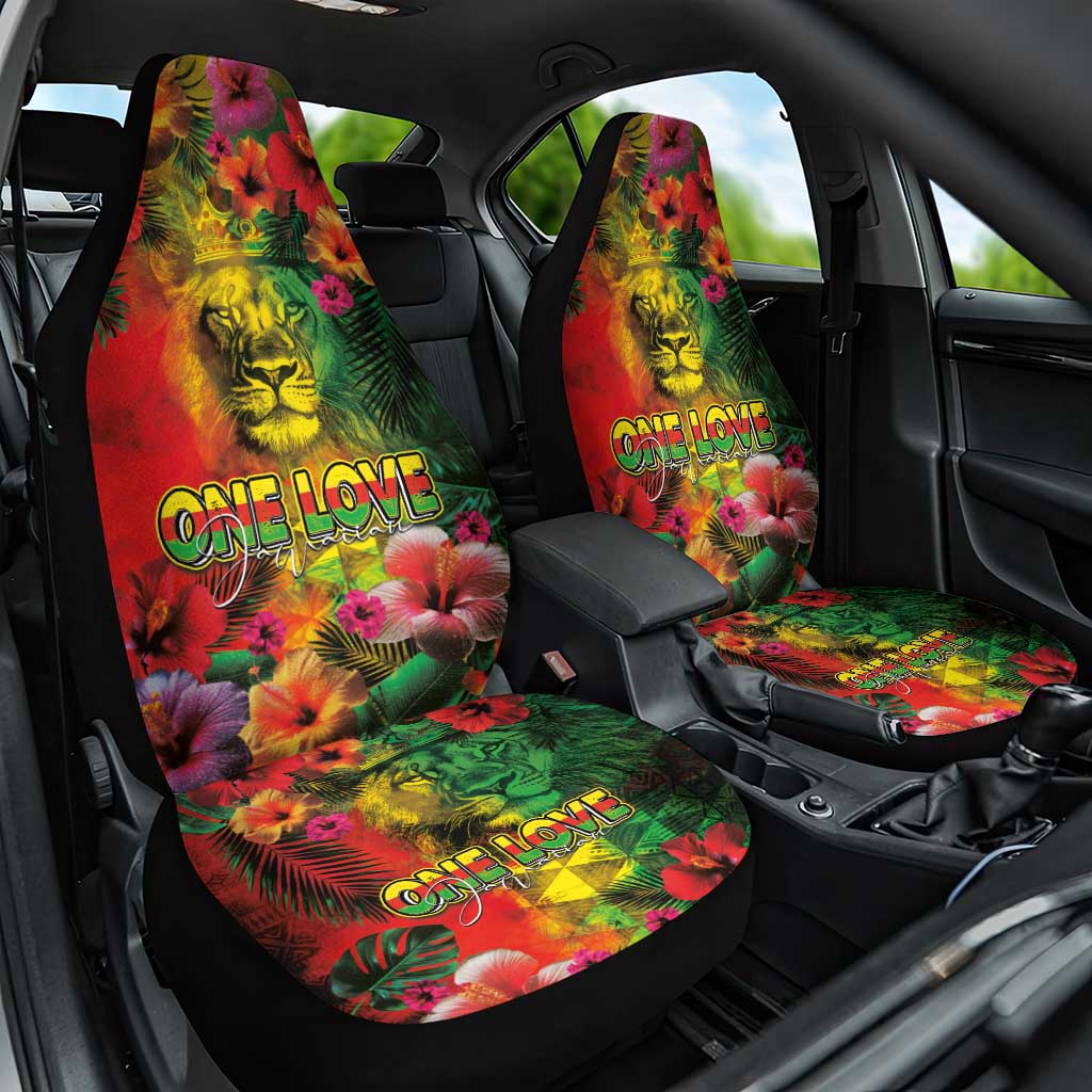 Hawaiian Reggae Car Seat Cover Tropical Plants and Tribal Kakau Tattoo-One Love Jawaiian LT03 One Size Reggae - Polynesian Pride