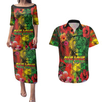 Hawaiian Reggae Couples Matching Puletasi and Hawaiian Shirt Tropical Plants and Tribal Kakau Tattoo-One Love Jawaiian LT03 Reggae - Polynesian Pride