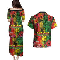 Hawaiian Reggae Couples Matching Puletasi and Hawaiian Shirt Tropical Plants and Tribal Kakau Tattoo-One Love Jawaiian LT03 - Polynesian Pride